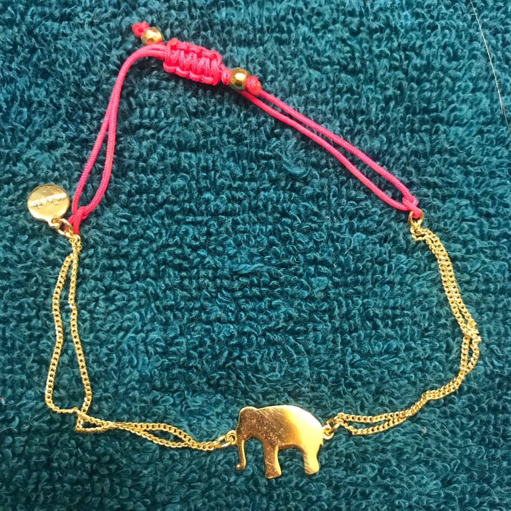 Stella & Dot gold and pink elephant bracelet